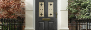 Dark grey composite door with white framing