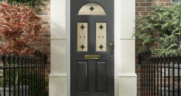 Dark grey composite door with white framing
