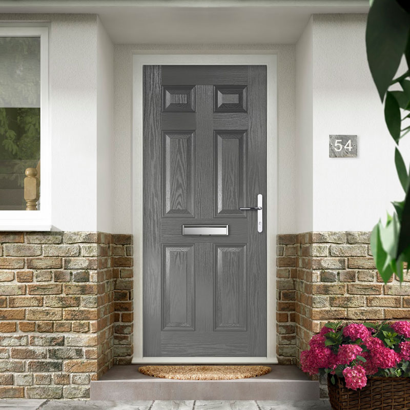 Grey solid composite door with no window