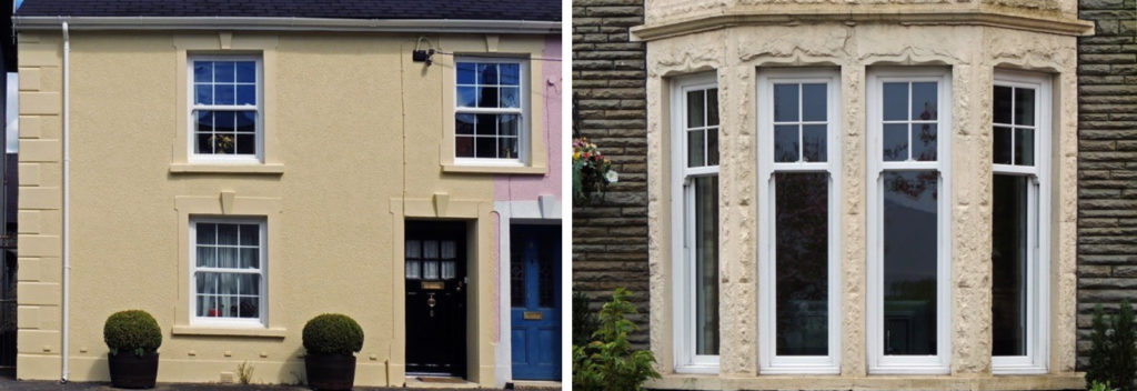 Two images of new sliding sash windows