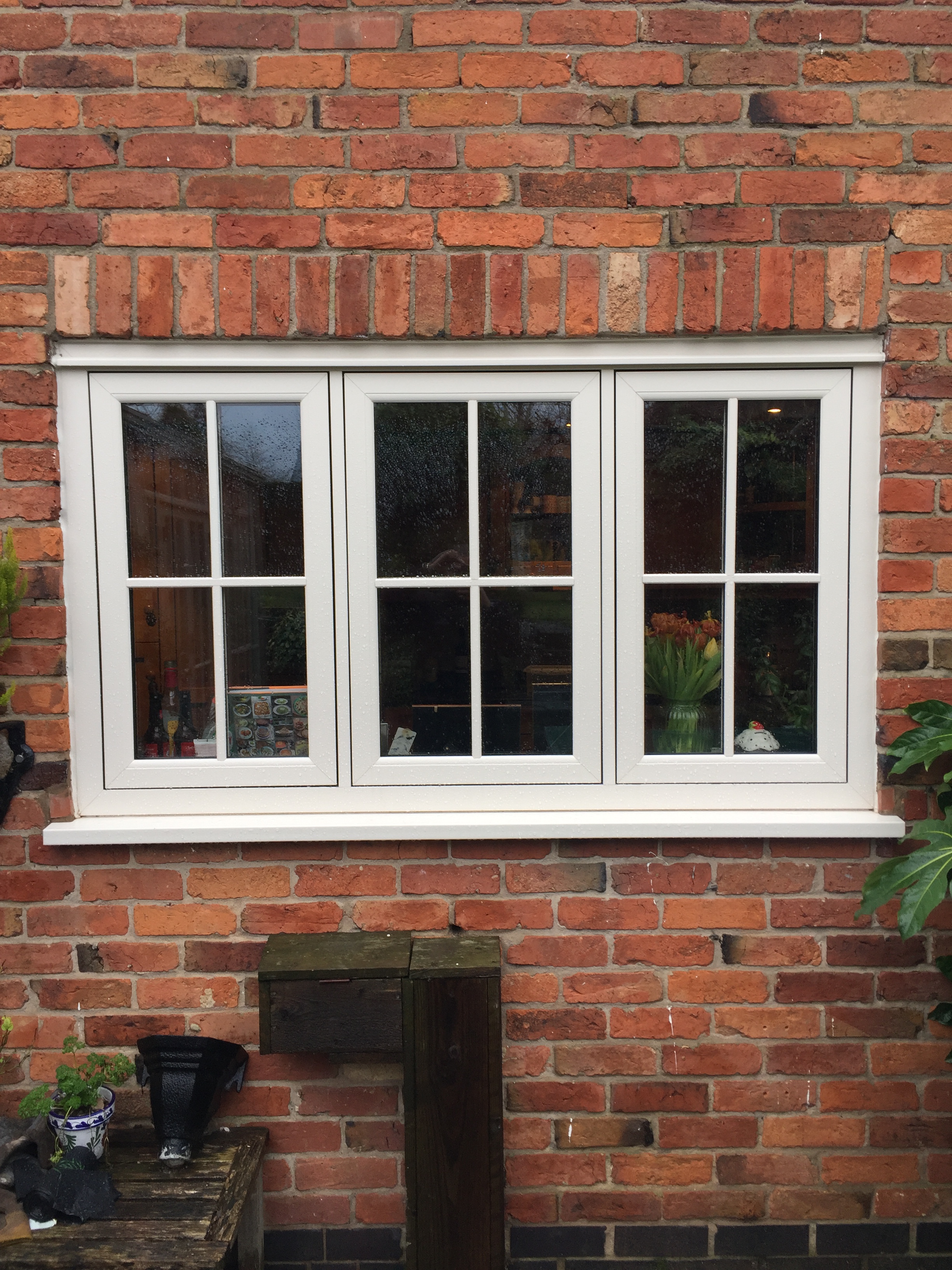 White flush sash windows
