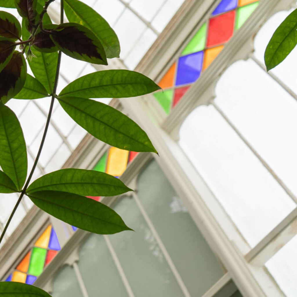 conservatory with stained glass