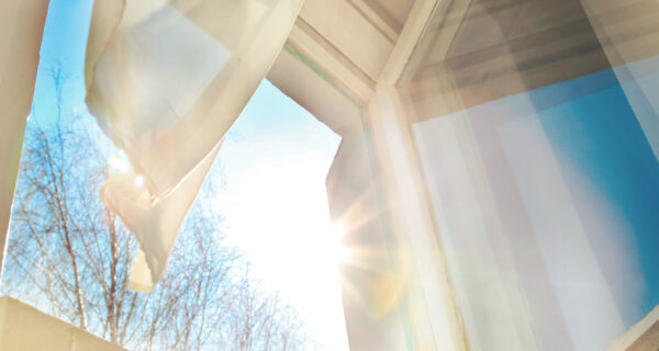 Sun flooding through a household window.