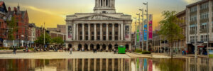 A view of Nottingham City Centre, Council House and market square.