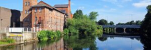 A view of the Old Silk Mill and River Derwent in Derby City Centre.