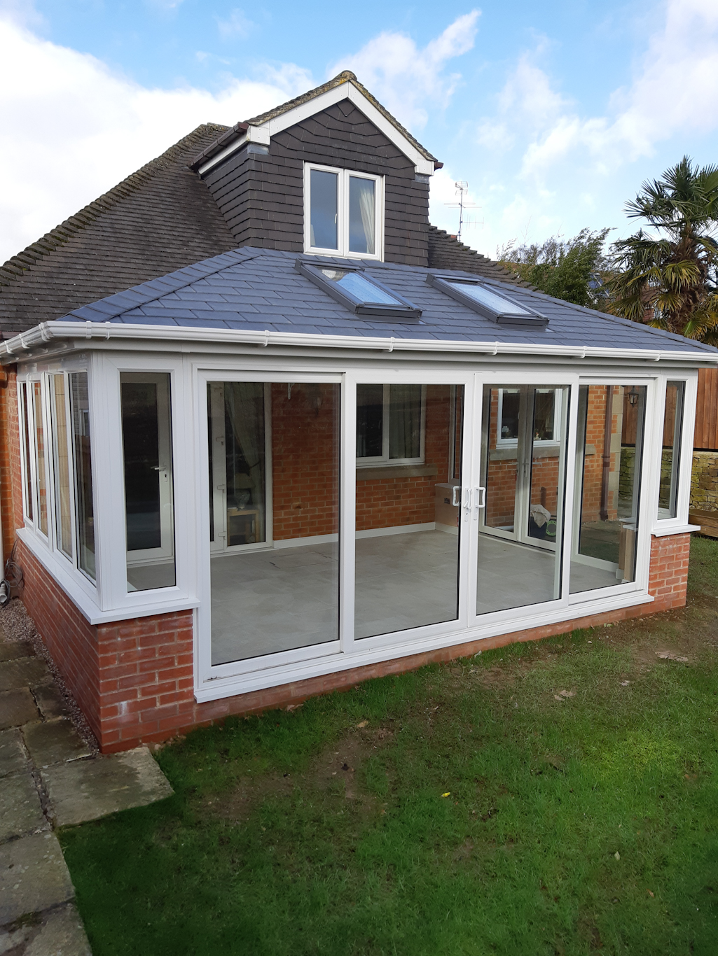 Sliding patio doors on a large conservatory