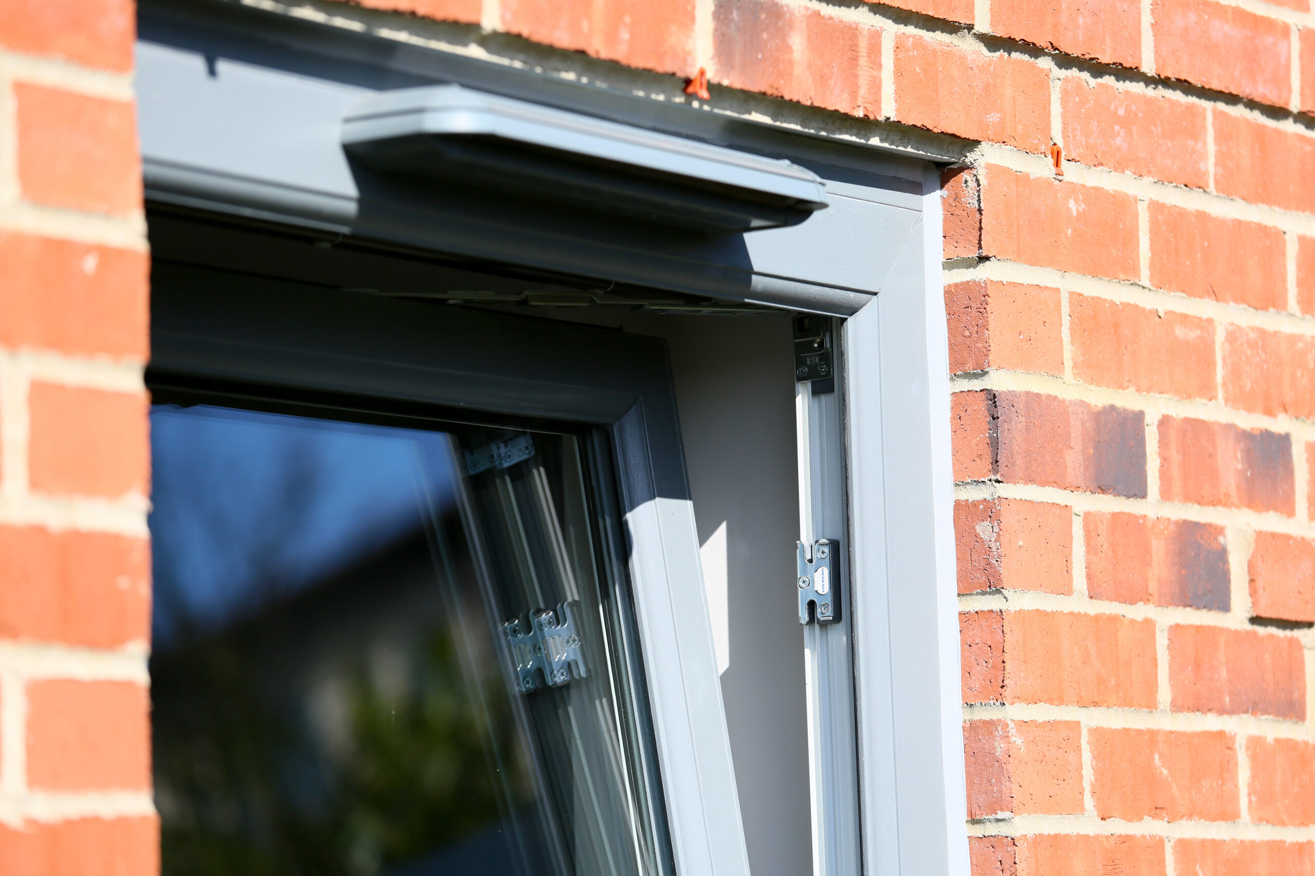 Close up of grey tilt and turn windows